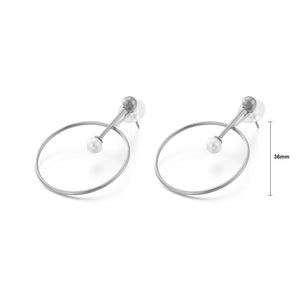 Simple Personality Geometric Round Imitation Pearl 316L Stainless Steel Earrings