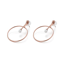 Load image into Gallery viewer, Simple Personality Plated Rose Gold Geometric Round Imitation Pearl 316L Stainless Steel Earrings