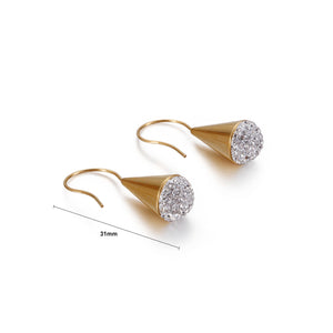 Fashion Personality Plated Gold Microphone 10mm Cubic Zirconia 316L Stainless Steel Earrings