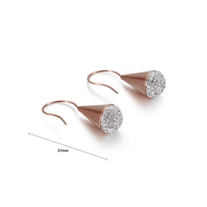 Fashion Personality Plated Rose Gold Microphone 10mm Cubic Zirconia 316L Stainless Steel Earrings