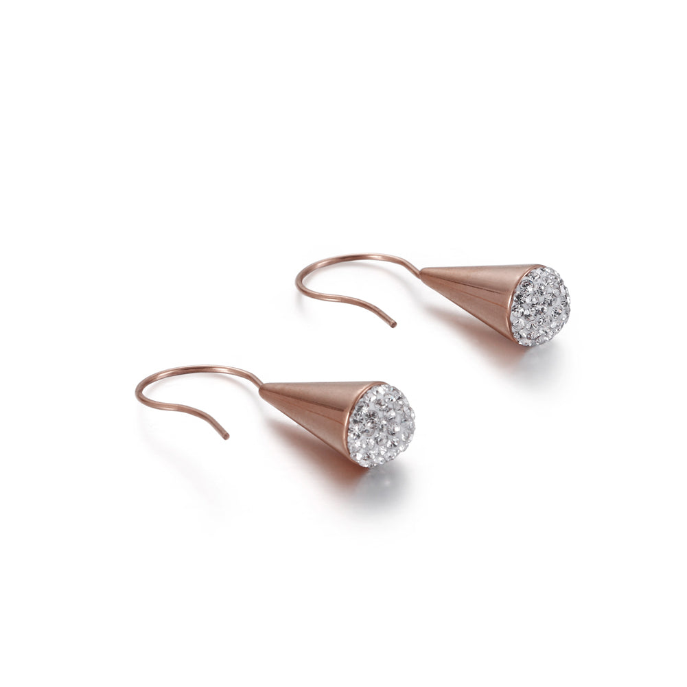Fashion Personality Plated Rose Gold Microphone 8mm Cubic Zirconia 316L Stainless Steel Earrings