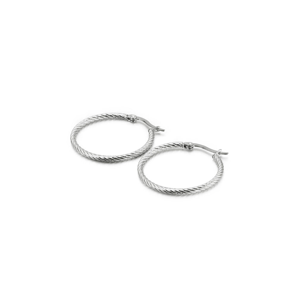 Simple and Fashion 30mm Geometric Circle 316L Stainless Steel Earrings