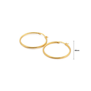 Simple and Fashion Plated Gold 40mm Geometric Circle 316L Stainless Steel Earrings