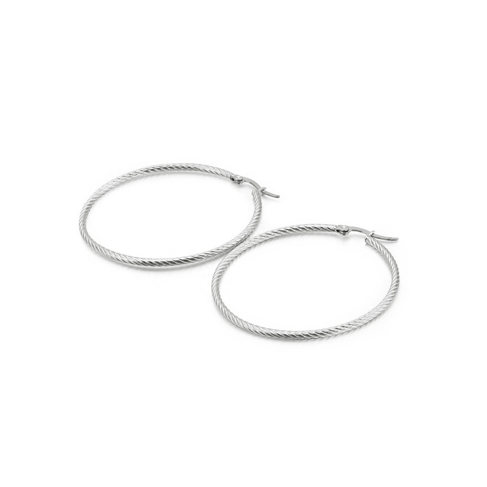 Simple and Fashion 50mm Geometric Circle 316L Stainless Steel Earrings