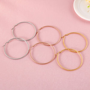 Simple and Fashion 50mm Geometric Circle 316L Stainless Steel Earrings