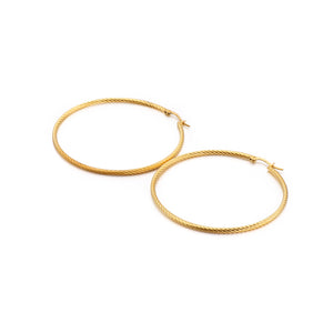 Simple and Fashion Plated Gold 60mm Geometric Circle 316L Stainless Steel Earrings
