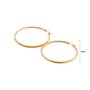 Simple and Fashion Plated Gold 60mm Geometric Circle 316L Stainless Steel Earrings