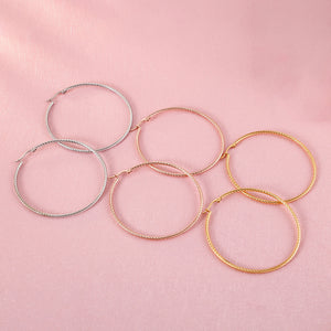 Simple and Fashion 60mm Geometric Circle 316L Stainless Steel Earrings