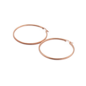 Simple and Fashion Plated Rose Gold 60mm Geometric Circle 316L Stainless Steel Earrings