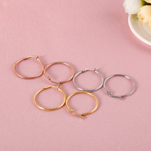 Simple Personality Plated Gold 30mm Geometric Circle 316L Stainless Steel Earrings