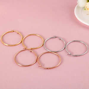Simple Personality Plated Gold 40mm Geometric Circle 316L Stainless Steel Earrings