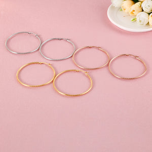 Simple Personality Plated Gold 60mm Geometric Circle 316L Stainless Steel Earrings