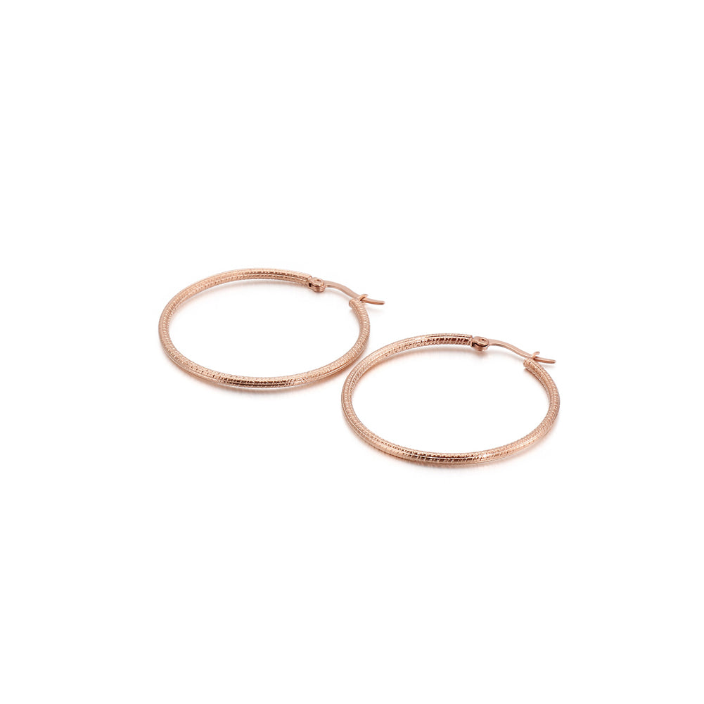 Simple Personality Plated Rose Gold 40mm Geometric Circle 316L Stainless Steel Earrings
