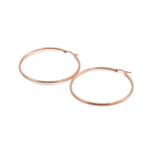 Simple Personality Plated Rose Gold 60mm Geometric Circle 316L Stainless Steel Earrings