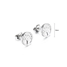 Load image into Gallery viewer, Simple Fashion Geometric Round Tree Of Life 316L Stainless Steel Stud Earrings