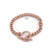 Load image into Gallery viewer, Fashion Simple Plated Rose Gold Geometric Circle 316L Stainless Steel Bracelet with Cubic Zirconia