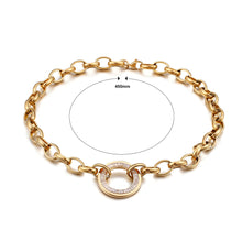 Load image into Gallery viewer, Fashion Simple Plated Gold Geometric Circle 316L Stainless Steel Necklace with Cubic Zirconia