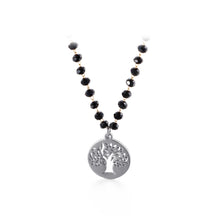 Load image into Gallery viewer, Fashion Simple Geometric Circular Hollow Tree Of Life 316L Stainless Steel Pendant with Beaded Necklace