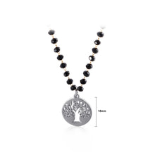Load image into Gallery viewer, Fashion Simple Geometric Circular Hollow Tree Of Life 316L Stainless Steel Pendant with Beaded Necklace