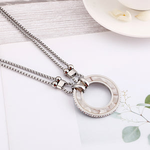 Simple and Fashion Geometric Circle 316L Stainless Steel Pendant with Necklace