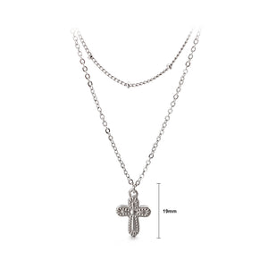 Fashion and Elegant Cross 316L Stainless Steel Pendant with Double Necklace