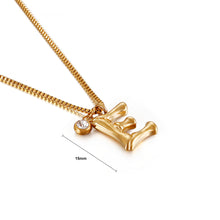 Load image into Gallery viewer, Fashion and Simple Plated Gold English Alphabet E 316L Stainless Steel Pendant with Cubic Zirconia and Necklace