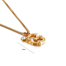 Load image into Gallery viewer, Fashion and Simple Plated Gold English Alphabet G 316L Stainless Steel Pendant with Cubic Zirconia and Necklace