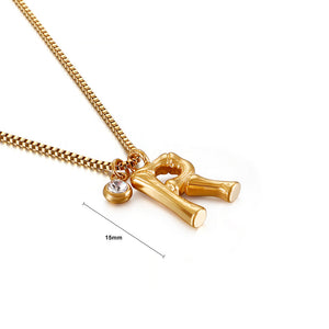 Fashion and Simple Plated Gold English Alphabet R 316L Stainless Steel Pendant with Cubic Zirconia and Necklace