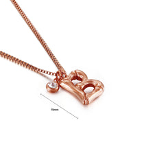 Load image into Gallery viewer, Fashion Simple Plated Rose Gold English Alphabet B 316L Stainless Steel Pendant with Cubic Zirconia and Necklace