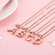 Load image into Gallery viewer, Fashion Simple Plated Rose Gold English Alphabet B 316L Stainless Steel Pendant with Cubic Zirconia and Necklace