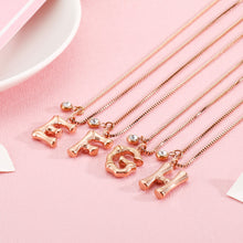 Load image into Gallery viewer, Fashion Simple Plated Rose Gold English Alphabet E 316L Stainless Steel Pendant with Cubic Zirconia and Necklace
