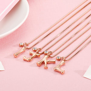 Fashion Simple Plated Rose Gold English Alphabet J 316L Stainless Steel Pendant with Cubic Zirconia and Necklace
