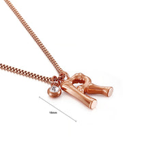 Load image into Gallery viewer, Fashion Simple Plated Rose Gold English Alphabet R 316L Stainless Steel Pendant with Cubic Zirconia and Necklace