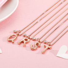 Load image into Gallery viewer, Fashion Simple Plated Rose Gold English Alphabet T 316L Stainless Steel Pendant with Cubic Zirconia and Necklace