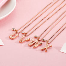 Load image into Gallery viewer, Fashion Simple Plated Rose Gold English Alphabet U 316L Stainless Steel Pendant with Cubic Zirconia and Necklace
