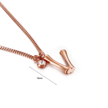 Load image into Gallery viewer, Fashion Simple Plated Rose Gold English Alphabet V 316L Stainless Steel Pendant with Cubic Zirconia and Necklace