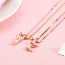 Load image into Gallery viewer, Fashion Simple Plated Rose Gold English Alphabet Y 316L Stainless Steel Pendant with Cubic Zirconia and Necklace
