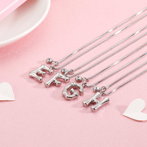 Fashion and Simple English Alphabet E 316L Stainless Steel Pendant with Cubic Zirconia and Necklace