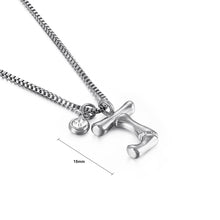 Load image into Gallery viewer, Fashion and Simple English Alphabet J 316L Stainless Steel Pendant with Cubic Zirconia and Necklace