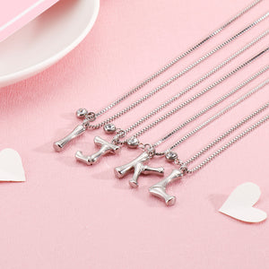 Fashion and Simple English Alphabet J 316L Stainless Steel Pendant with Cubic Zirconia and Necklace