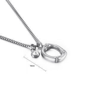 Fashion and Simple English Alphabet O 316L Stainless Steel Pendant with Cubic Zirconia and Necklace