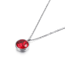 Load image into Gallery viewer, Simple and Fashion Geometric Round Red Cubic Zirconia 316L Stainless Steel Pendant with Necklace