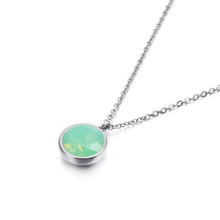Load image into Gallery viewer, Simple and Fashion Geometric Round Green Cubic Zirconia 316L Stainless Steel Pendant with Necklace