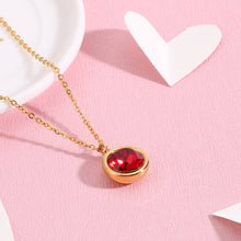 Load image into Gallery viewer, Simple and Fashion Plated Gold Geometric Round Red Cubic Zirconia 316L Stainless Steel Pendant with Necklace