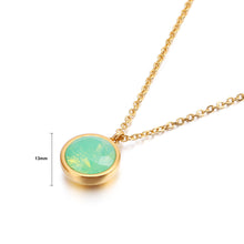 Load image into Gallery viewer, Simple and Fashion Plated Gold Geometric Round Green Cubic Zirconia 316L Stainless Steel Pendant with Necklace