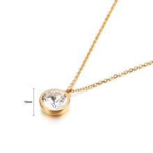 Load image into Gallery viewer, Simple and Fashion Plated Gold Geometric Round White Cubic Zirconia 316L Stainless Steel Pendant with Necklace