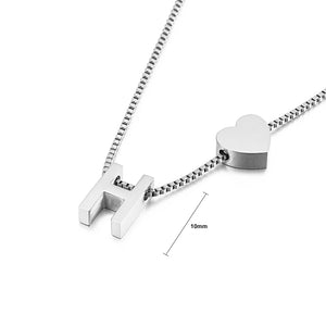 Simple and Fashion Heart-shaped English Alphabet H 316L Stainless Steel Pendant with Necklace