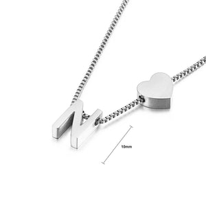 Simple and Fashion Heart-shaped English Alphabet N 316L Stainless Steel Pendant with Necklace
