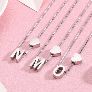 Simple and Fashion Heart-shaped English Alphabet N 316L Stainless Steel Pendant with Necklace