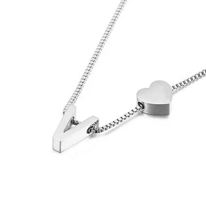 Simple and Fashion Heart-shaped English Alphabet V 316L Stainless Steel Pendant with Necklace